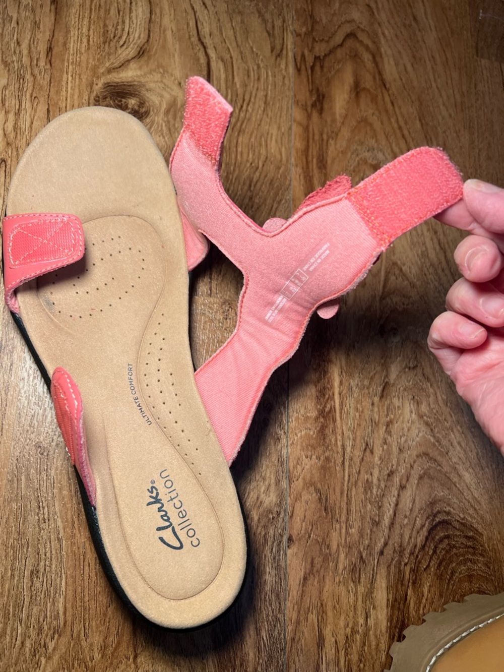 Clarks Collection Coral Pink Floral Comfort Sandals Women’s Size 9.5 Slide Mule - Picture 6 of 9